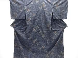 蔦の葉に花模様織出し本場泥大島紬着物（7マルキ）